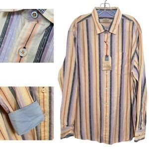 TOMMY BAHAMA Jeans Bars Stripes Sunburst Cotton L/S Button Down Shirt XXL NWT